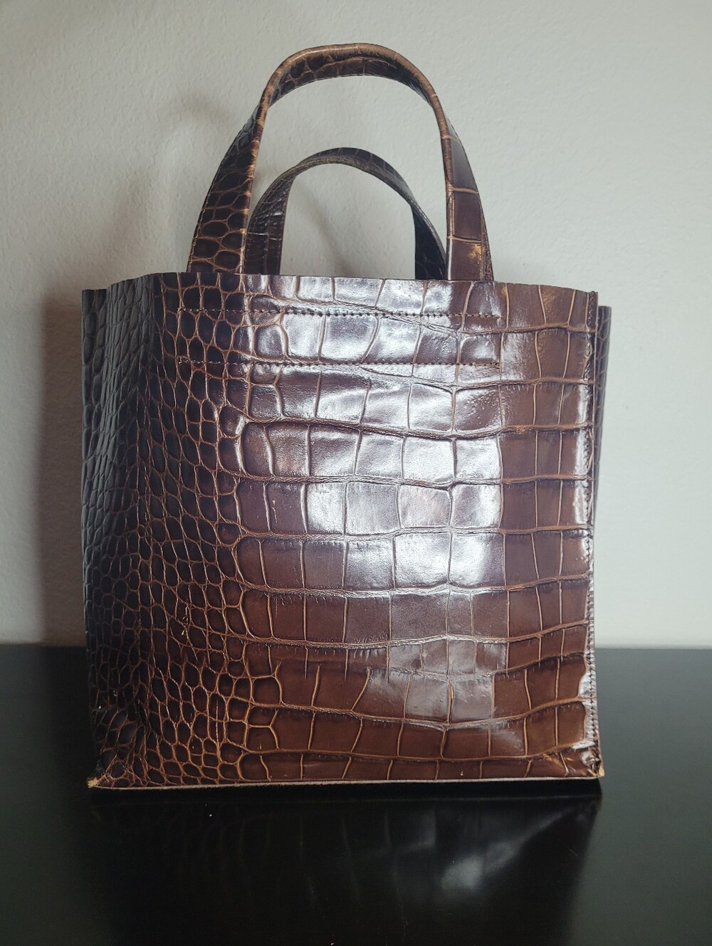 Furla Divide Croc Embossed Leather Tote - Picture 3 of 16